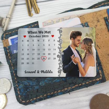 Custom Photo The Day Our Journey Began Couple - Personalized Aluminum Wallet Card