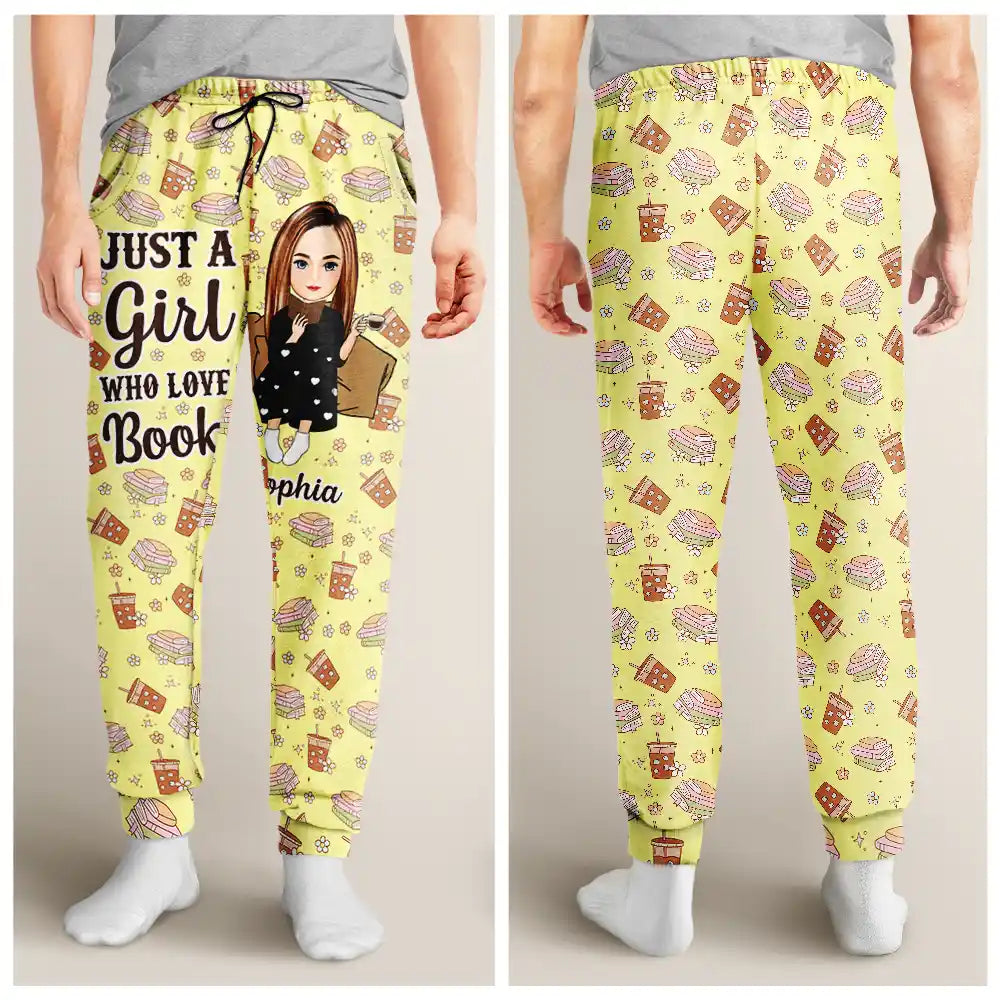 Just A Girl Who Loves Books Flower Pattern - Personalized Pajama Pants