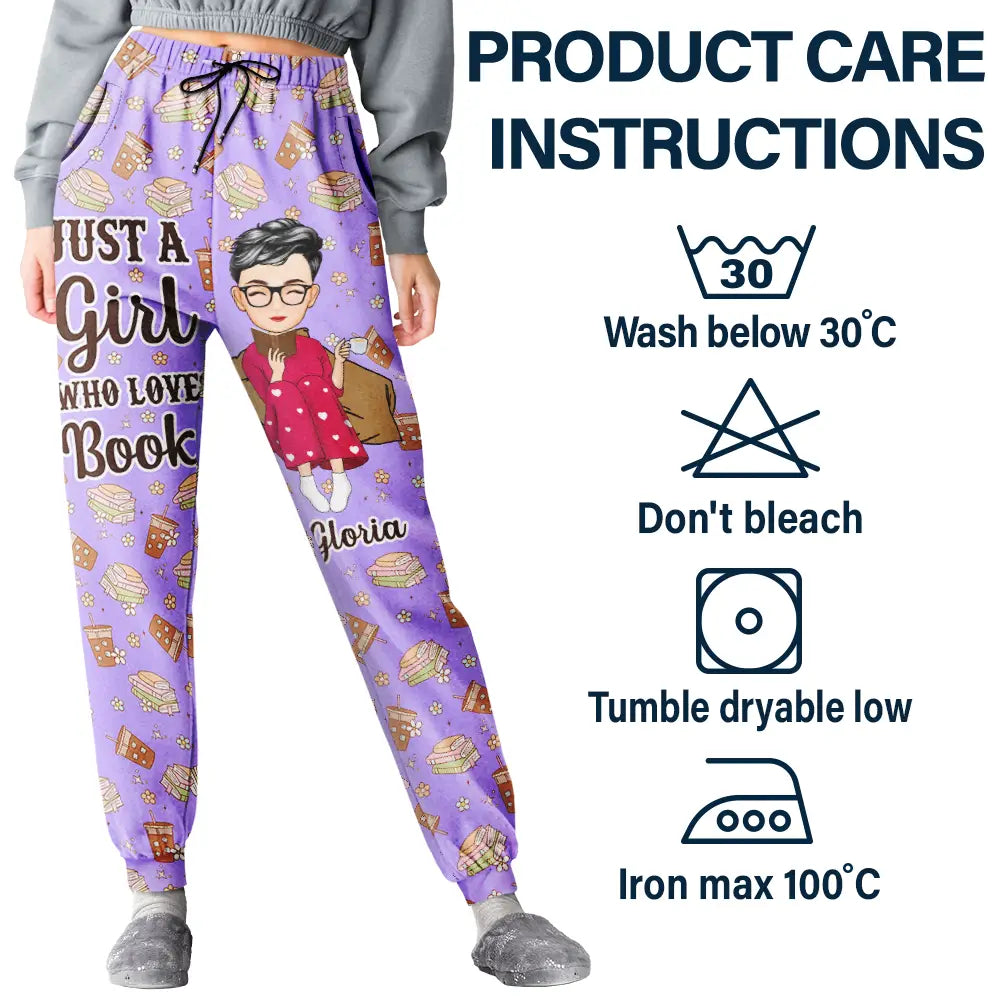 Just A Girl Who Loves Books Flower Pattern - Personalized Pajama Pants