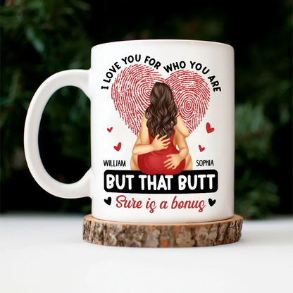 I Love You For Who You Are Hugging Couple - Personalized Mug