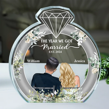 The Year We Got Engaged - Personalized Custom Shaped Acrylic Plaque