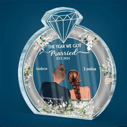 The Year We Got Engaged - Personalized Custom Shaped Acrylic Plaque