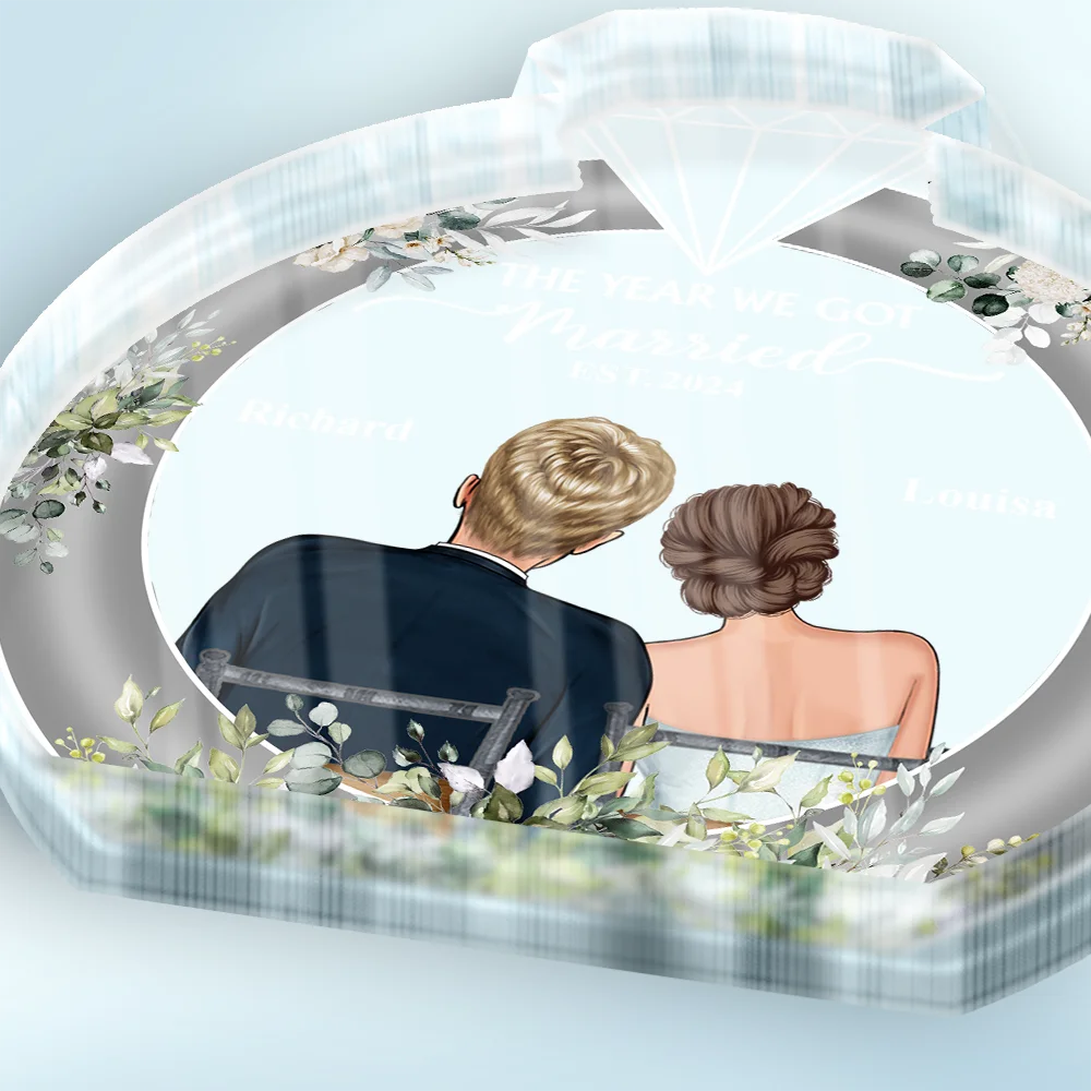 The Year We Got Engaged - Personalized Custom Shaped Acrylic Plaque