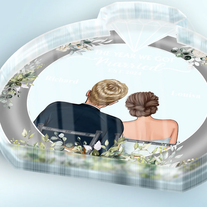 The Year We Got Engaged - Personalized Custom Shaped Acrylic Plaque