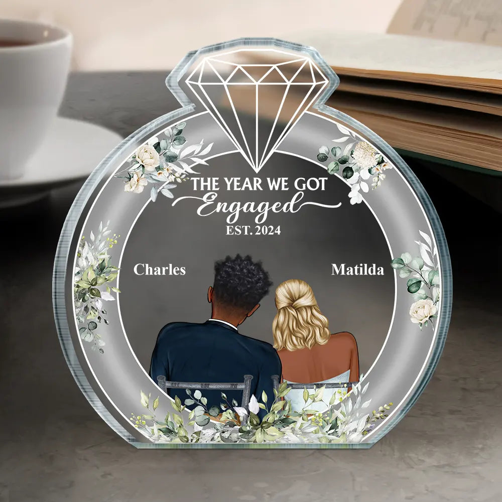 The Year We Got Engaged - Personalized Custom Shaped Acrylic Plaque