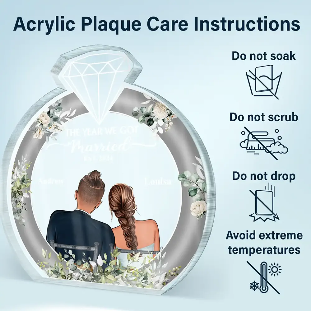 The Year We Got Engaged - Personalized Custom Shaped Acrylic Plaque