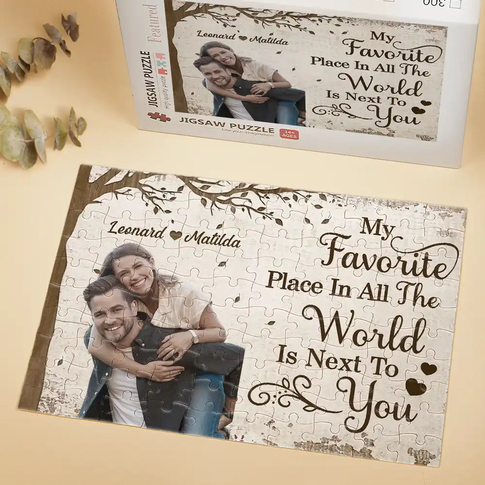 Custom Photo My Favorite Place In All The World - Personalized Jigsaw Puzzle