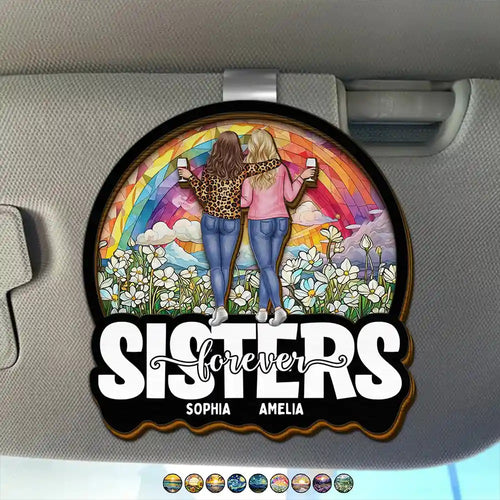 Bestie Sisters Forever Loving - Personalized Custom Shaped Car Visor Clip