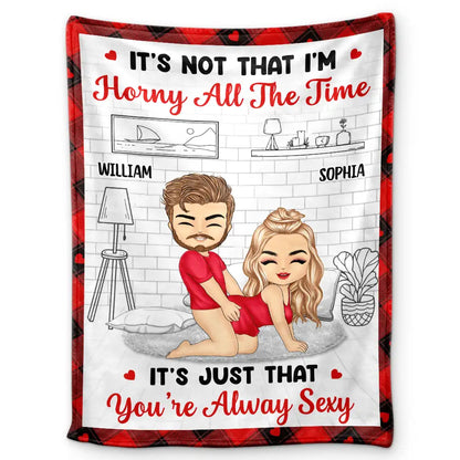 Chibi Couple It's Not That I'm Horny All The Time - Personalized Fleece Blanket, Sherpa Blanket