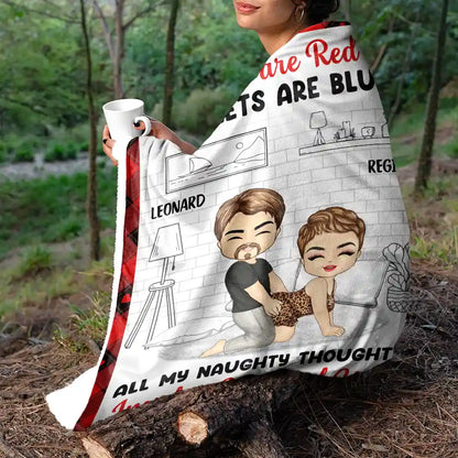 Chibi Couple It's Not That I'm Horny All The Time - Personalized Fleece Blanket, Sherpa Blanket