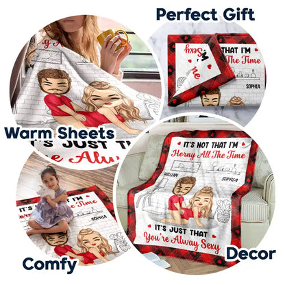 Chibi Couple It's Not That I'm Horny All The Time - Personalized Fleece Blanket, Sherpa Blanket
