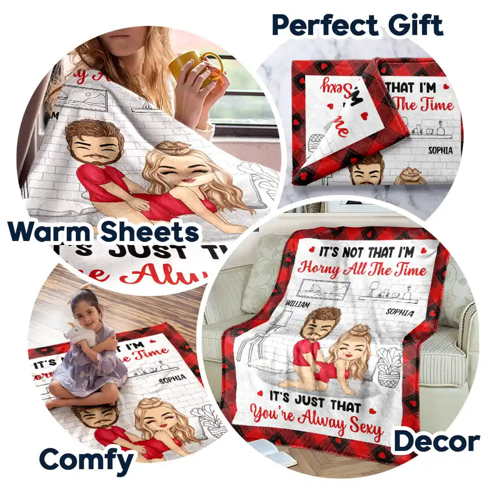 Chibi Couple It's Not That I'm Horny All The Time - Personalized Fleece Blanket, Sherpa Blanket