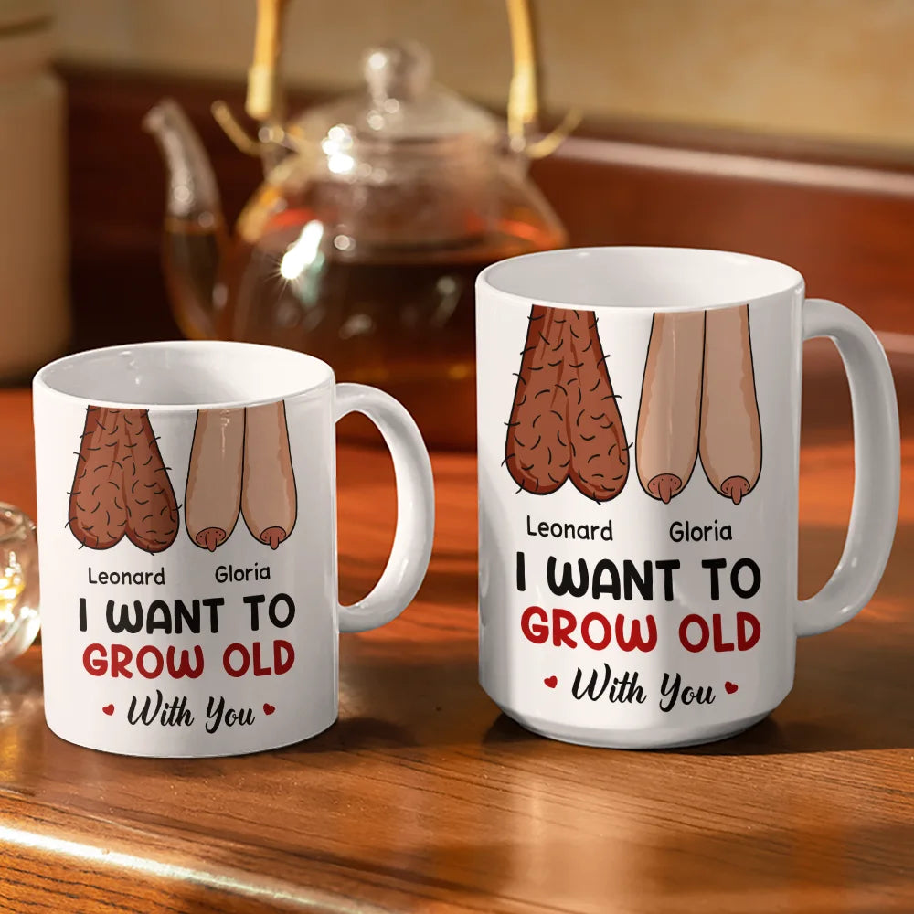 Old Couples, Gift For Husband, Gift For Wife, Gift For Boyfriend, Gift For Girlfriend - Together Forever Old Couple - Personalized White Edge-to-Edge Mug