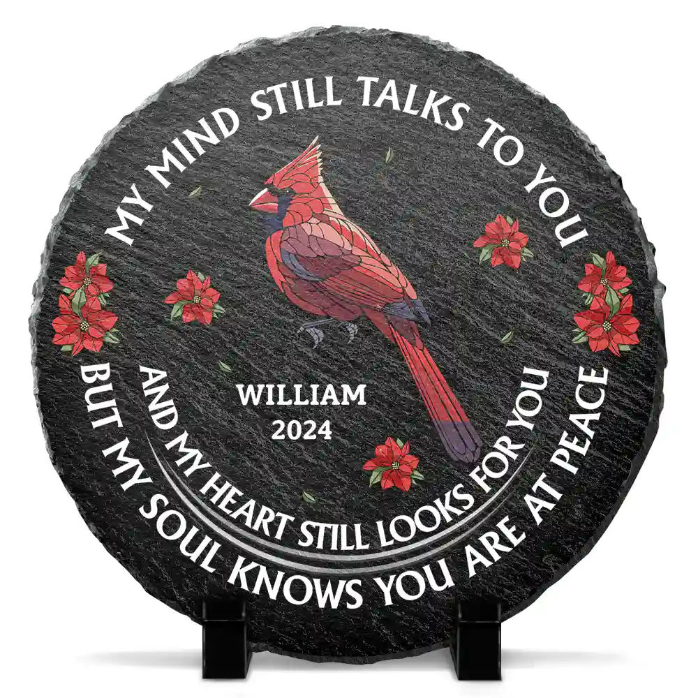 Memorial My Mind Still Talks To You - Personalized Circle Memorial Garden Stone