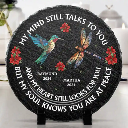 Memorial My Mind Still Talks To You - Personalized Circle Memorial Garden Stone
