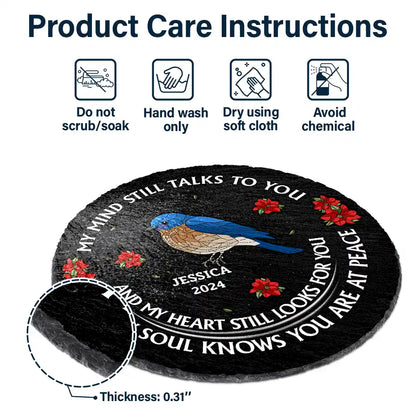 Memorial My Mind Still Talks To You - Personalized Circle Memorial Garden Stone