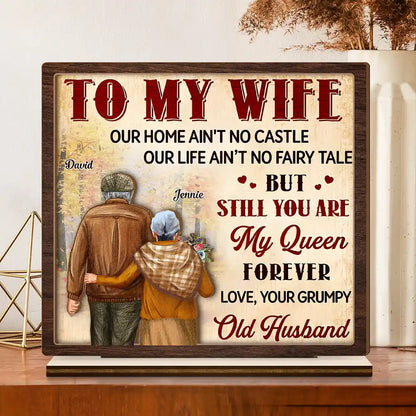 Couple To My Wife Our Home Ain't No Castle - Personalized Custom Shaped 2-Layered Wooden Plaque