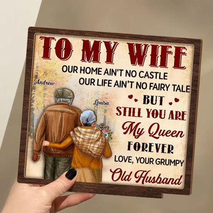 Couple To My Wife Our Home Ain't No Castle - Personalized Custom Shaped 2-Layered Wooden Plaque