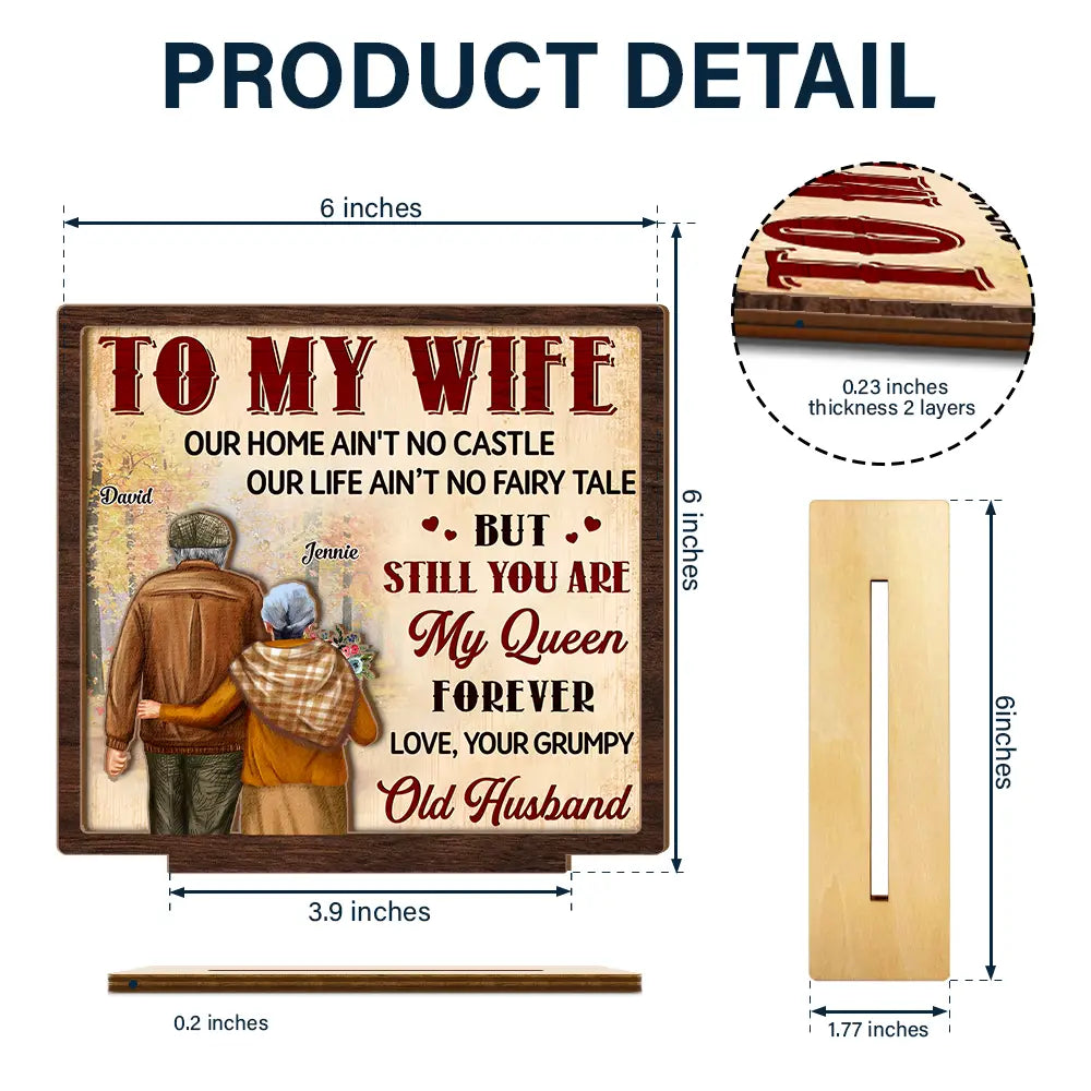 Couple To My Wife Our Home Ain't No Castle - Personalized Custom Shaped Wooden Plaque