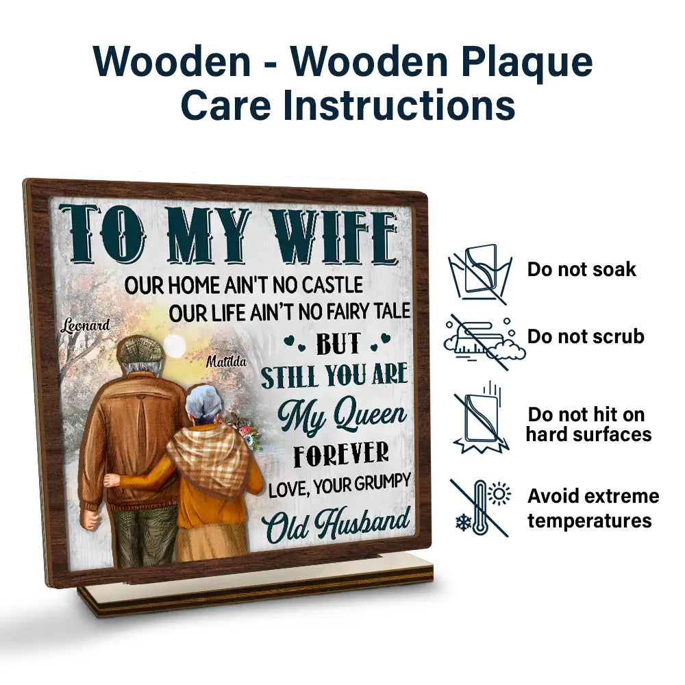 Couple To My Wife Our Home Ain't No Castle - Personalized Custom Shaped Wooden Plaque
