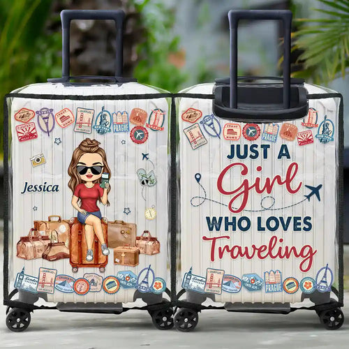 Just A Girl Who Loves Traveling - Personalized Clear Luggage Cover