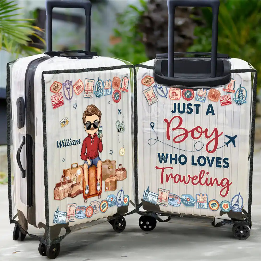 Just A Girl Who Loves Traveling - Personalized Clear Luggage Cover