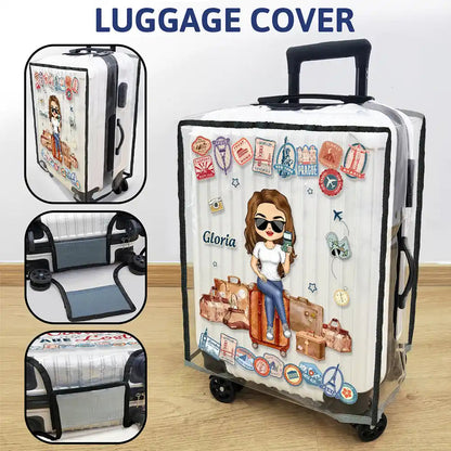 Just A Girl Who Loves Traveling - Personalized Clear Luggage Cover