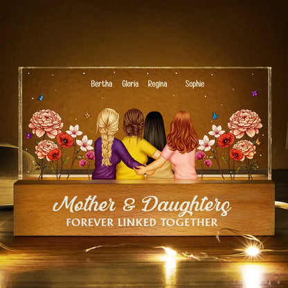 Mother & Daughter Forever Linked Together Birth Flower Garden - Personalized Rectangle LED Light