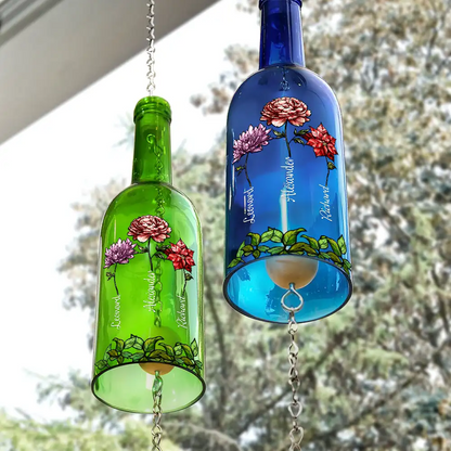 Sisters Different Flowers From The Same Garden - Personalized Wine Bottle Wind Chime