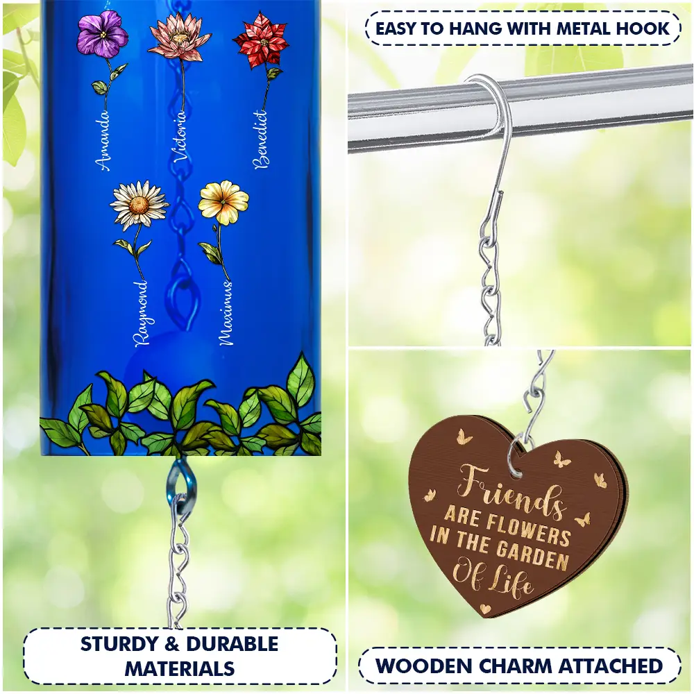 Sisters Different Flowers From The Same Garden - Personalized Wine Bottle Wind Chime
