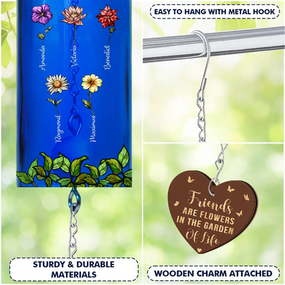 Sisters Different Flowers From The Same Garden - Personalized Wine Bottle Wind Chime