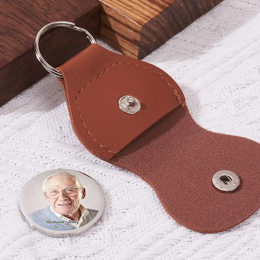 Custom Photo Calendar The Moment Your Heart Stopped Memorial - Personalized Leather Pocket Hug