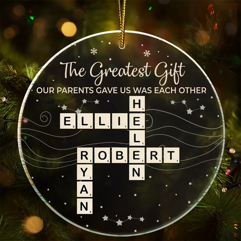 Crossword Brothers & Sisters Forever Linked Together - Personalized Circle Acrylic Ornament