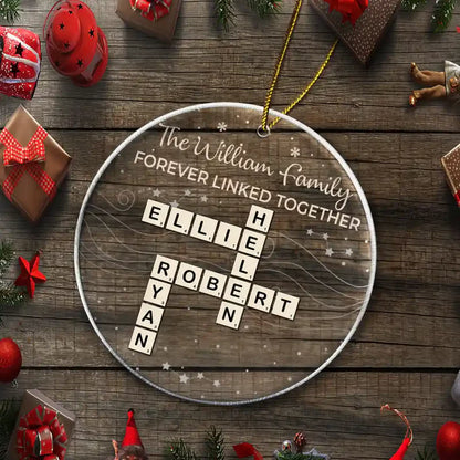 Crossword Brothers & Sisters Forever Linked Together - Personalized Circle Acrylic Ornament