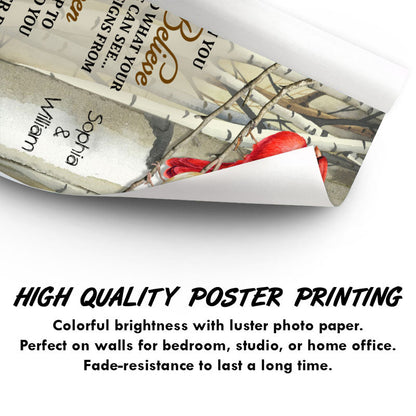 When You Believe Cardinal Sympathy Family Tree - Memorial Gift - Personalized Custom Poster