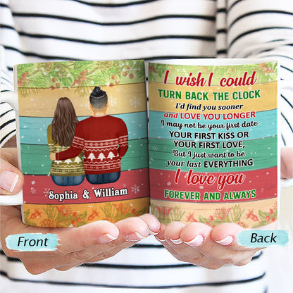 Turn Back The Clock Winter Colorful Sweatshirt - Couple Gift - Personalized Custom White Edge-To-Edge Mug