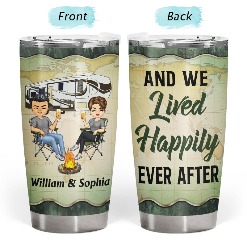 Let's Sit By The Campfire Husband Wife Forest Camping - Couple Gift - Personalized Custom Tumbler