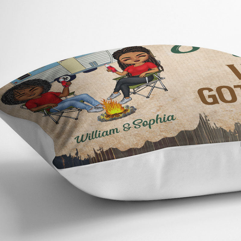 Let's Sit By The Campfire Husband Wife Camping - Couple Gift - Personalized Custom Pillow