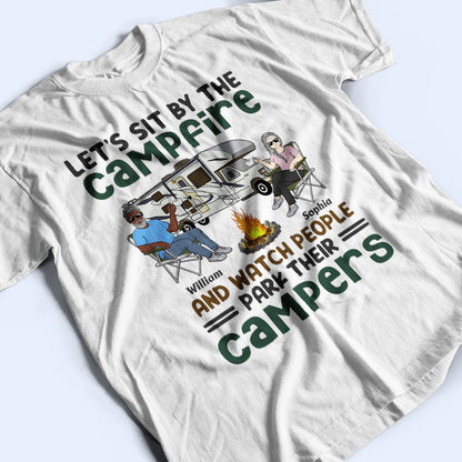 Let's Sit By The Campfire Husband Wife Old Camping Couple - Personalized Custom T Shirt