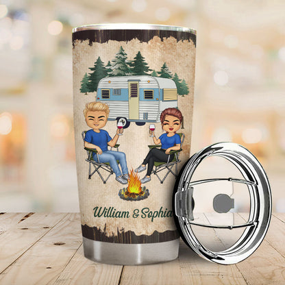 You & Me And The Dogs Camping Husband Wife - Couple Gift - Personalized Custom Tumbler