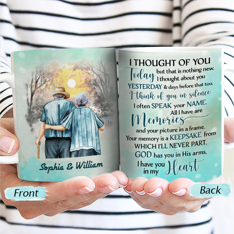 I Thought Of You Today Family Old Couple - Memorial Gift - Personalized Custom White Edge-to-Edge Mug