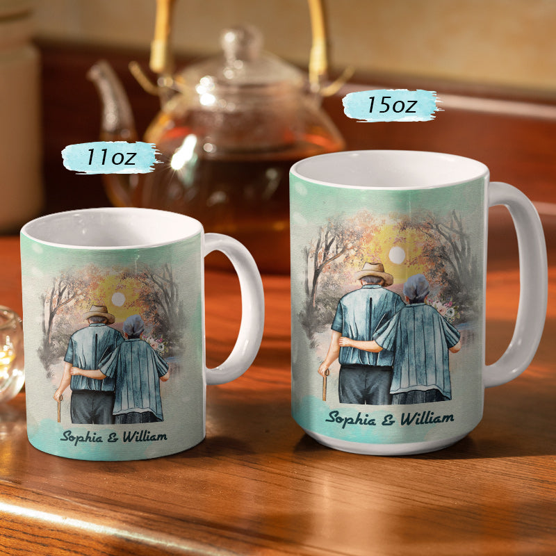 I Thought Of You Today Family Old Couple - Memorial Gift - Personalized Custom White Edge-to-Edge Mug