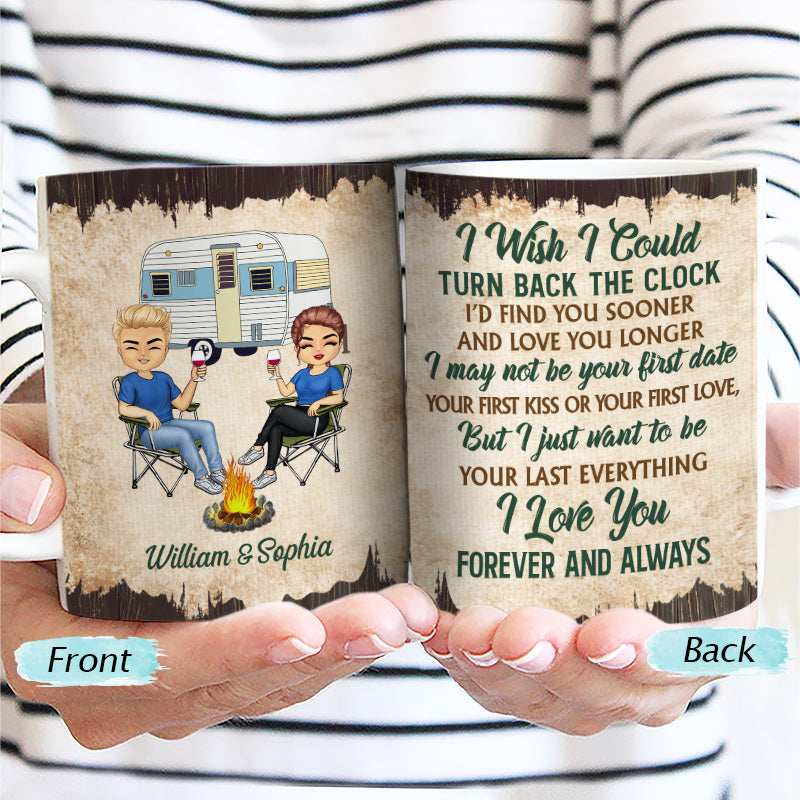 I Wish I Could Turn Back The Clock Camping Husband Wife - Couple Gift - Personalized Custom White Edge-to-Edge Mug