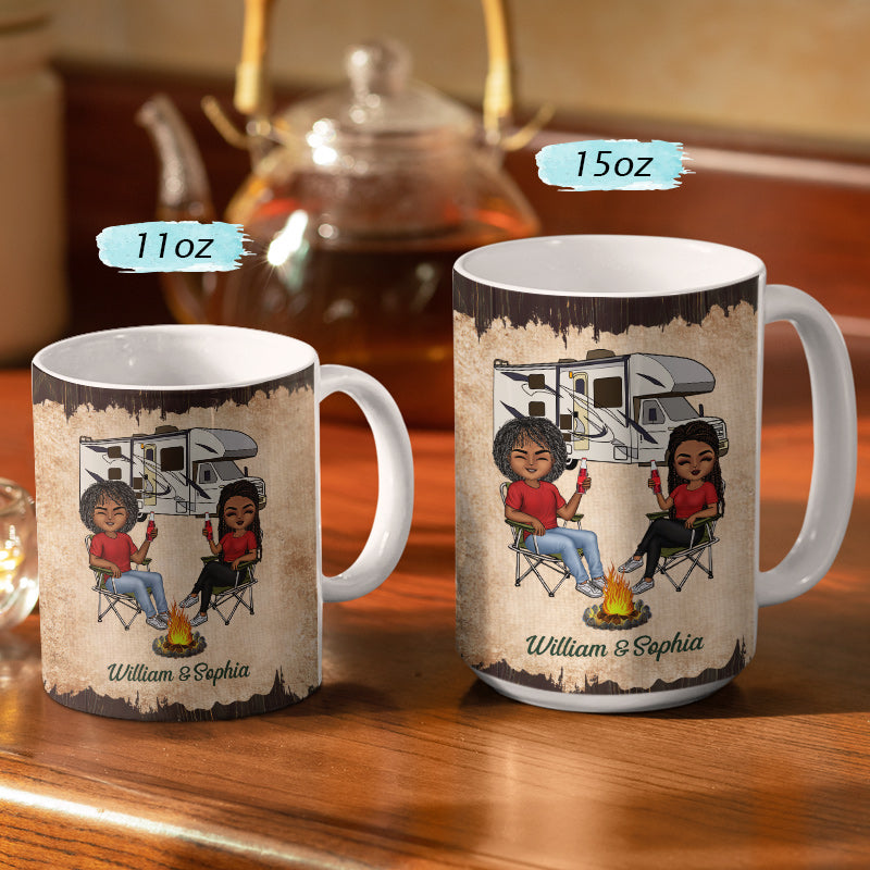 I Wish I Could Turn Back The Clock Camping Husband Wife - Couple Gift - Personalized Custom White Edge-to-Edge Mug