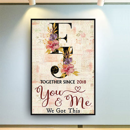 Together Since Floral Alphabet - Couple Gift - Personalized Custom Poster
