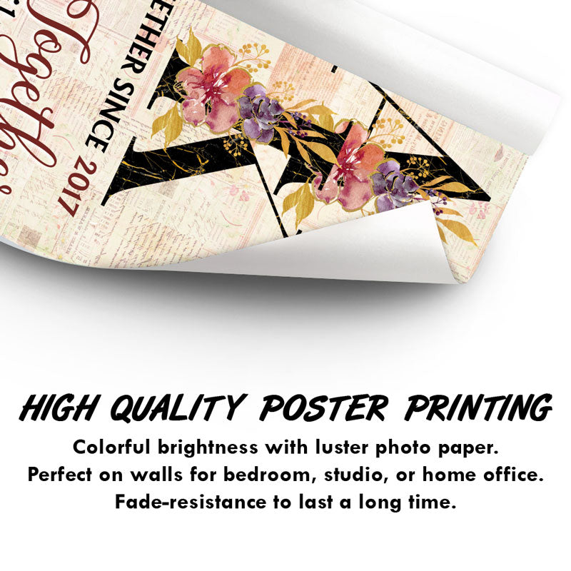 Together Since Floral Alphabet - Couple Gift - Personalized Custom Poster