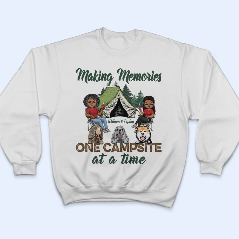 Making Memories One Campsite At A Time Dogs Camping Husband Wife - Couple Gift - Personalized Custom T Shirt