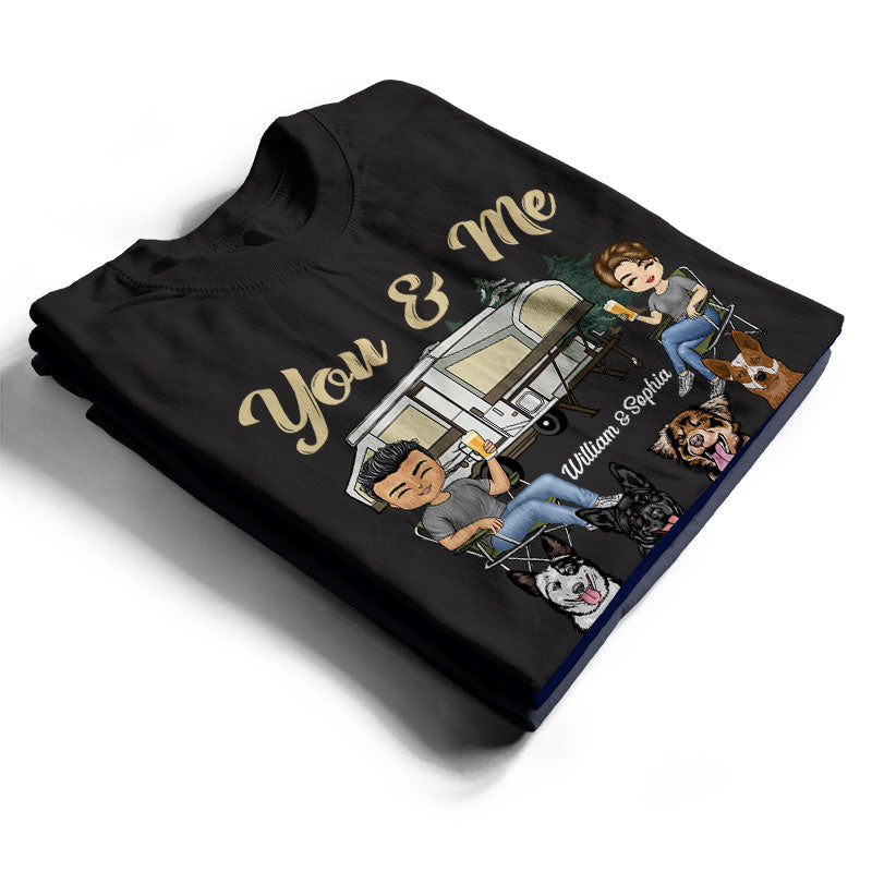 You & Me And The Dogs Camping Husband Wife Black - Couple Gift - Personalized Custom T Shirt