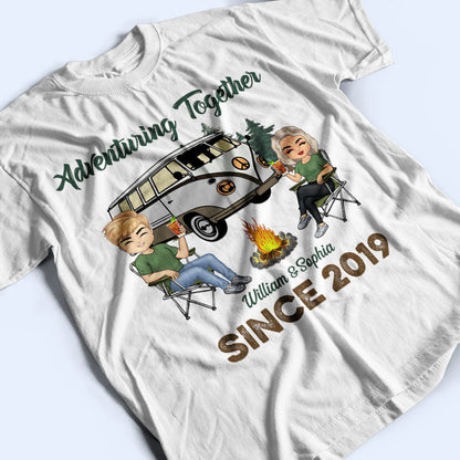 Adventuring Together Husband Wife Camping - Couple Gift - Personalized Custom T Shirt