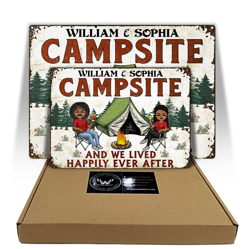 Let's Sit By The Campfire Husband Wife Camping - Couple Gift - Personalized Custom Classic Metal Signs